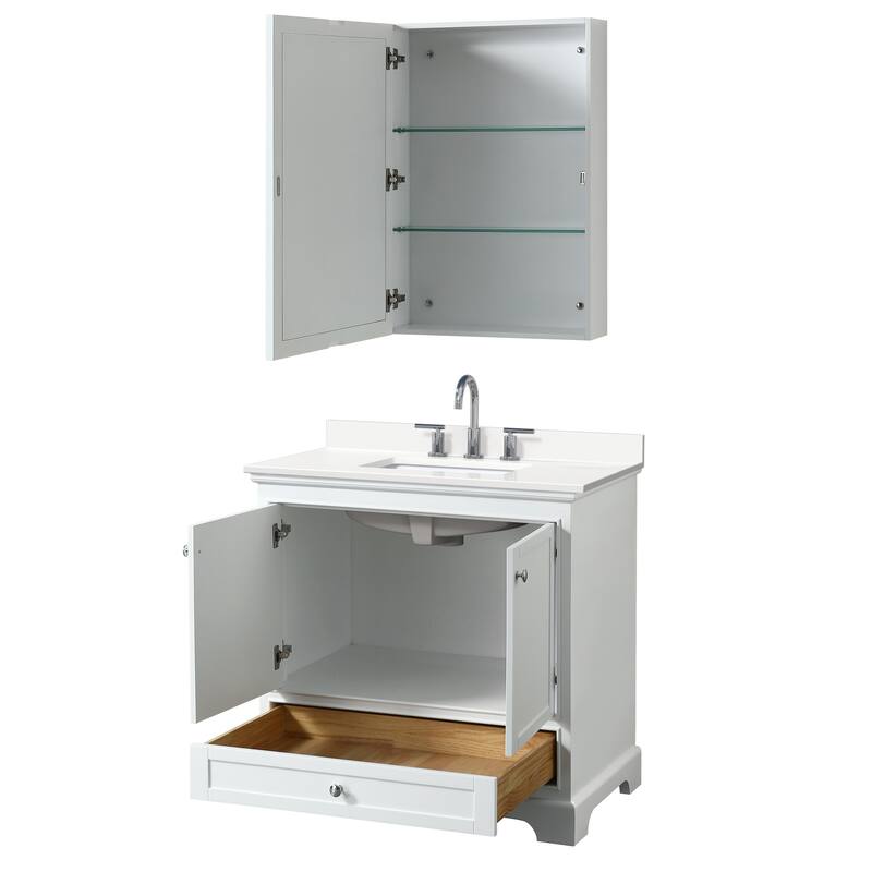 Deborah 36-inch Single Vanity, Quartz Top, Medicine Cabinet