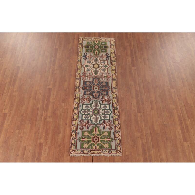 Traditional Heriz Serapi Runner Rug Hand-Knotted Wool Carpet - 2'7"x 8'1"