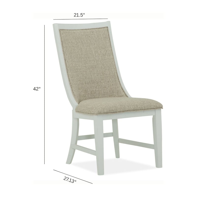 Magnussen Home Heron Cove Chalk White And Dovetail Grey Upholstered Host Chair Two Pack - 21.5''W x 27.13''D x 42''H