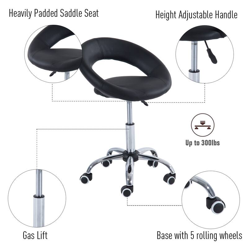 Carbon Loft Einthoven Black Hydraulic Adjustable Rolling Massage Open Back Chair - 19.67*21.16*30.71