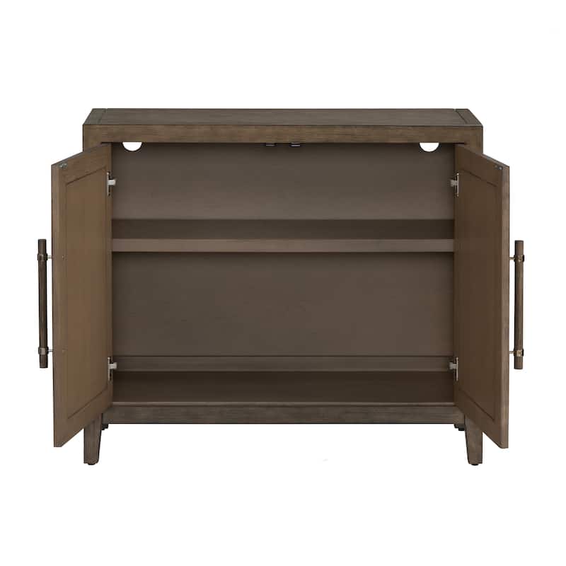 39 in. Brown Solid Wood 2 Door Media Credenza_Sideboard