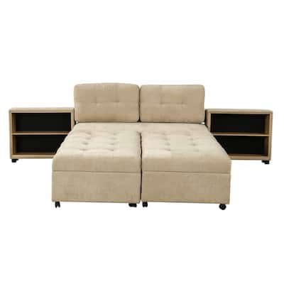 Versatile Modular Sectional Sofa Bed with 2 Storage Racks and Wheels