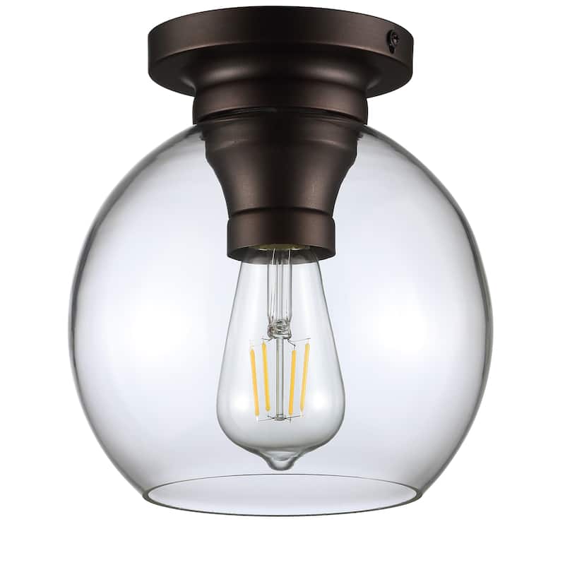 Duo 7.75" Metal/Glass LED Flush Mount, by JONATHAN Y