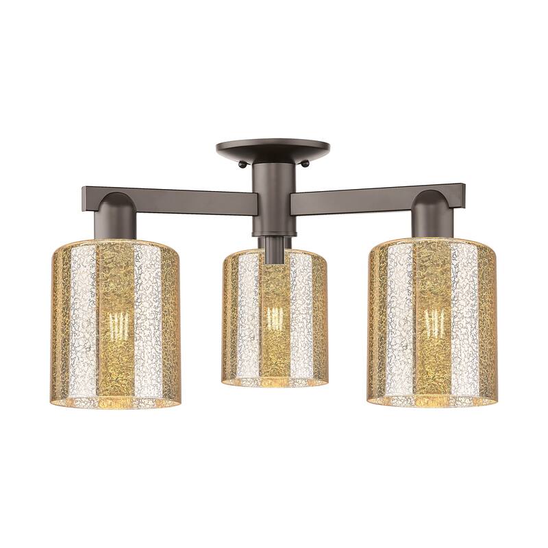 Innovations Lighting Endless Possibilities Arcadia - Cobbleskill - 3 Light 23" Semi-Flush Mount - Mercury/Oil Rubbed Bronze
