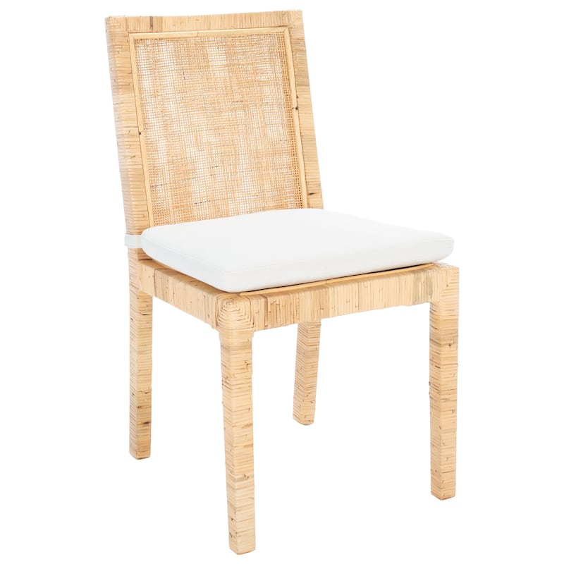 SAFAVIEH Jessye Cane Dining Room Chair with Cushion (Set of 2) - 21.7" W x 18.1" L x 38.6" H - 22"W x 18"D x 35"H
