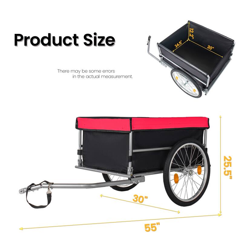 Bike Cargo Trailer with 20" Wheels, Removable Cover, Folding Frame Quick Release, Bike Cart Bike Wagon Trailer for Luggage