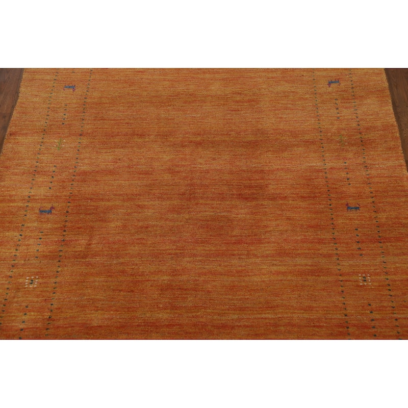Hand Knotted Oriental 100% Wool Carpet Tribal Animal Pictorial Oranges & Rust Gabbeh Area Rug - 7' 7'' X 4' 11''