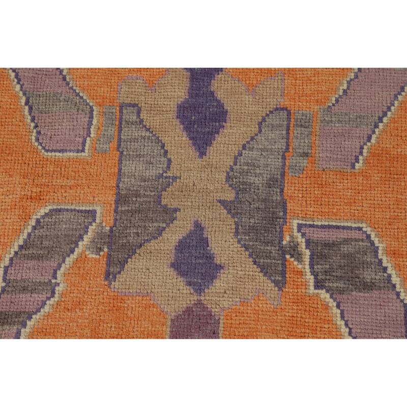 Hand Knotted Oriental 100% Wool Carpet Transitional Geometric Purples Oushak Area Rug - 6' 11'' X 4' 0''