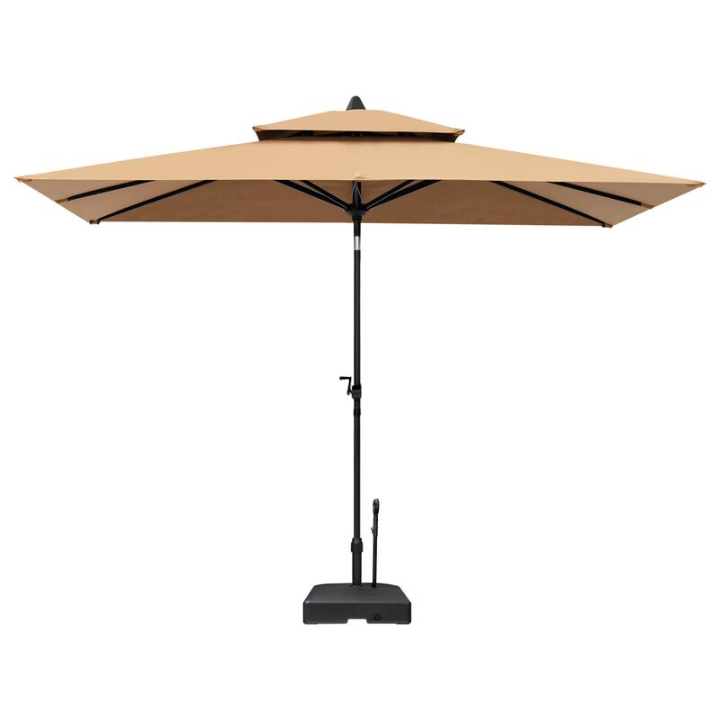 10 x 6.5 FT Double Top Patio Market Umbrella with Base Stand