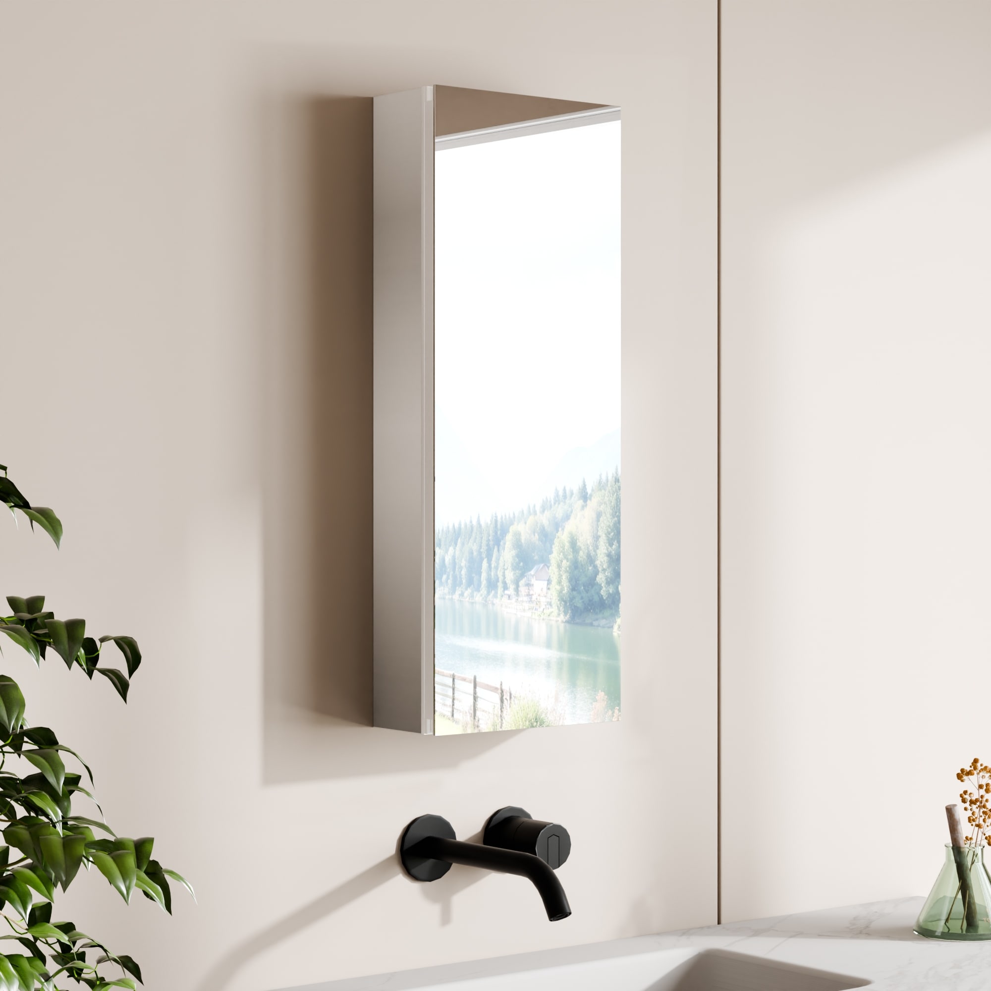 16 in. W x 32 in. H Rectangular Aluminum Recessed/Surface Mount Medicine Cabinet with Mirror