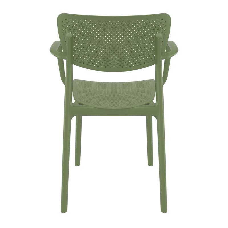 33" Olive Green Stackable Patio Dining Arm Chair
