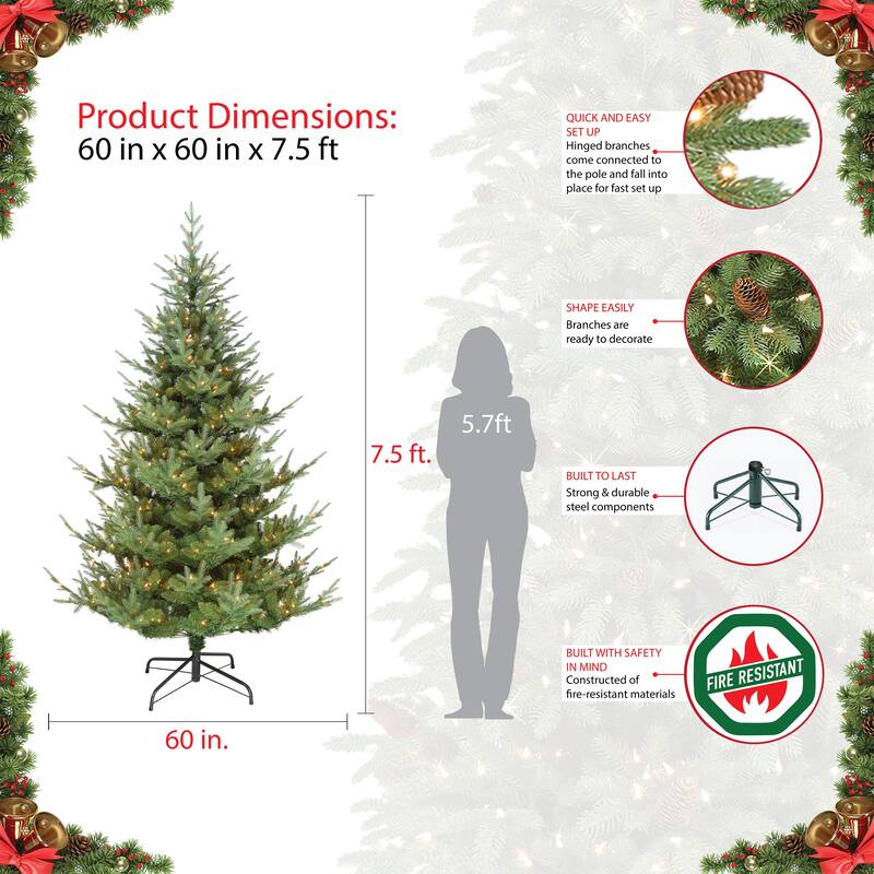 Puleo International Pre-Lit 7.5' Hillside Spruce Artificial Christmas Tree