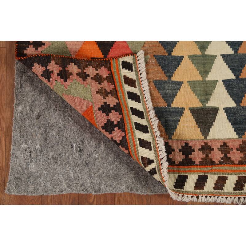 Kilim Qashqai Persian Vintage Rug Hand-Woven Tribal Wool Carpet - 3'10"x 6'8"