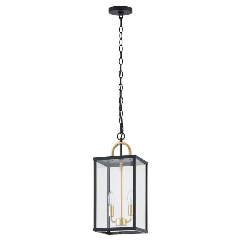 KAWOTI 2-Light Black & Gold Outdoor Pendant Light - W8.25" x H19.25"(MaxH60.75")
