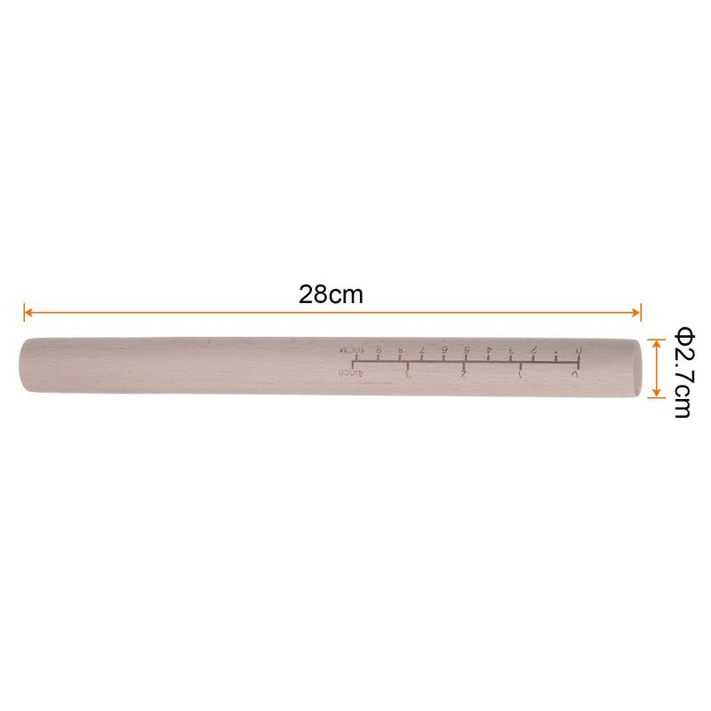Rolling Pin Beech Wood Dough Roller Pins Cylindrical with Scale - 11 inch x 1.1 inch