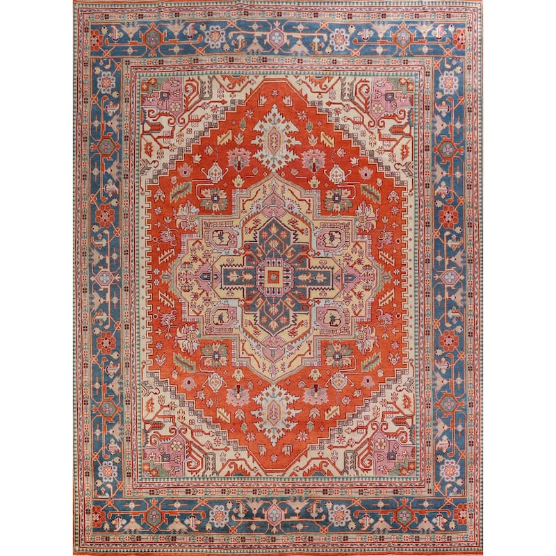 Palace Size Heriz Serapi Oriental Rug Handmade Wool Carpet - 11'10" x 14'9"