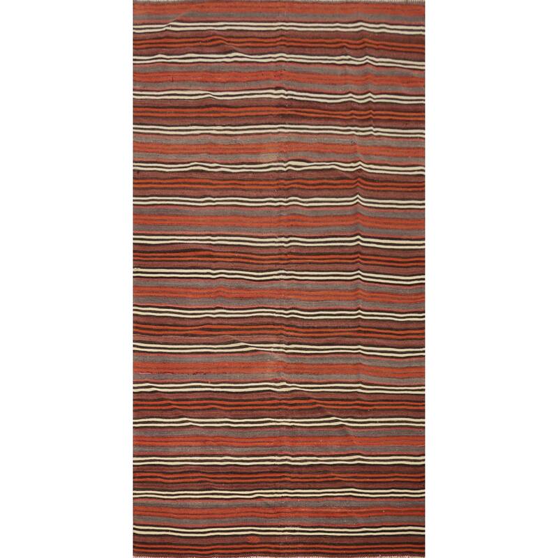 Hand Woven Oriental 100% Wool Carpet Southwestern Geometric Multi-Colored Kilim Area Rug - 9' 9'' X 5' 4''