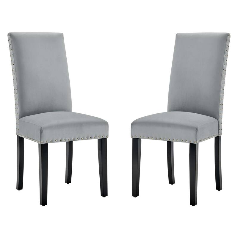 Silver Orchid Lind Velvet Nailhead Trim Dining Side Chairs (Set of 2)