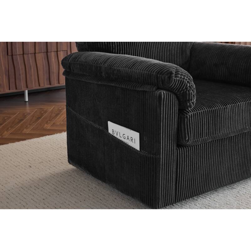 33 Inch Oversized Swivel Corduroy Lounge Chair - Grey Chenille Single Sofa Chair for Various Spaces