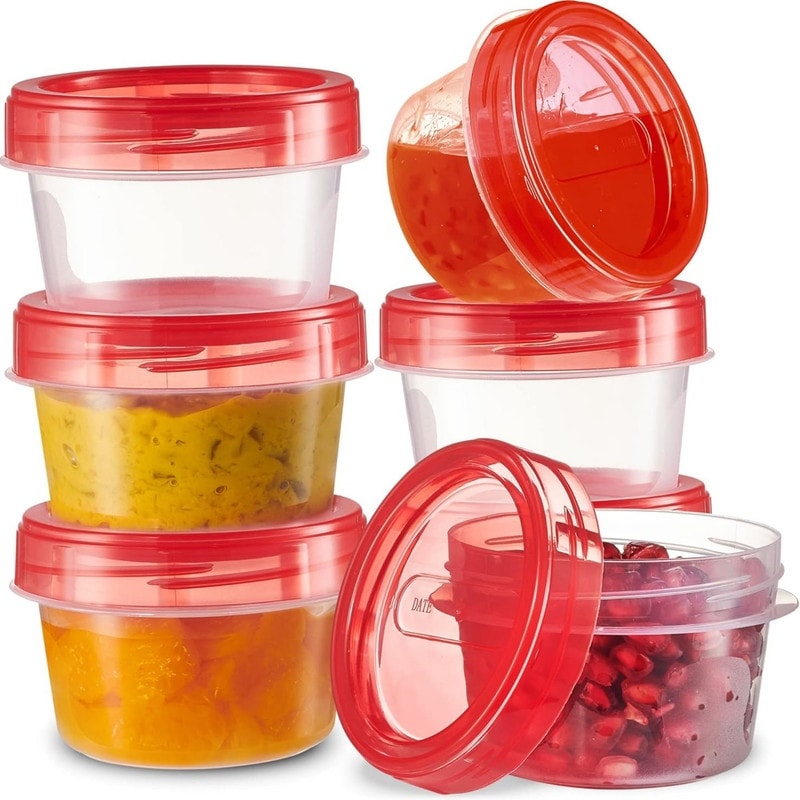 [4 Pack] 8oz Twist Top Storage Containers - Airtight Plastic Food Storage Canisters with Twist & Seal Lids, Leak-Proof - Meal Prep, to Go, Reusable