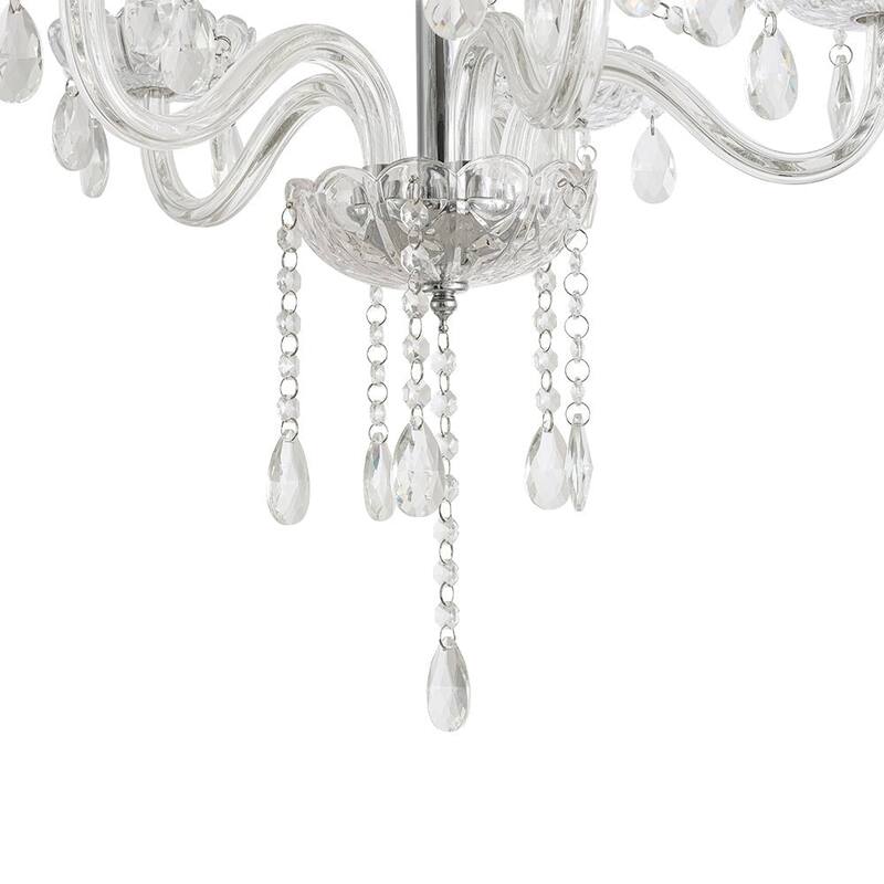 French Glam 5-Light Candle-Style Crystal Chrome Chandelier - 21.3in