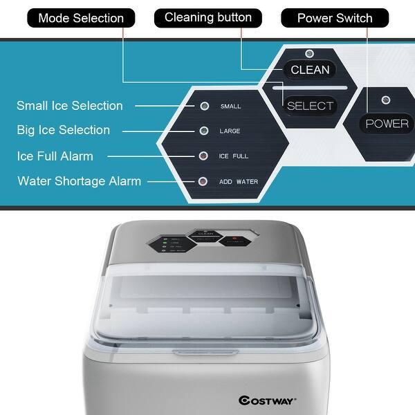 Shop Costway Portable Countertop Ice Maker Machine 44lbs 24h Self