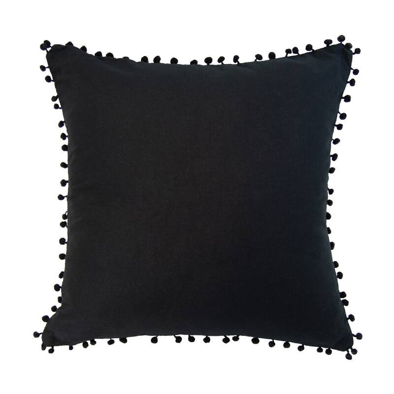 Donna Sharp Black Pom Pom Cotton Decorative Pillow