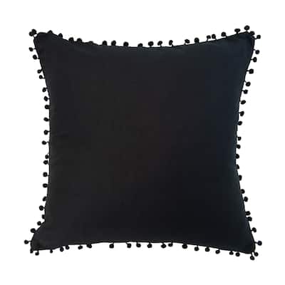 Donna Sharp Black Pom Pom Cotton Decorative Pillow
