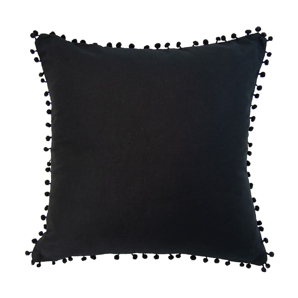 Donna Sharp Black Pom Pom Cotton Decorative Pillow
