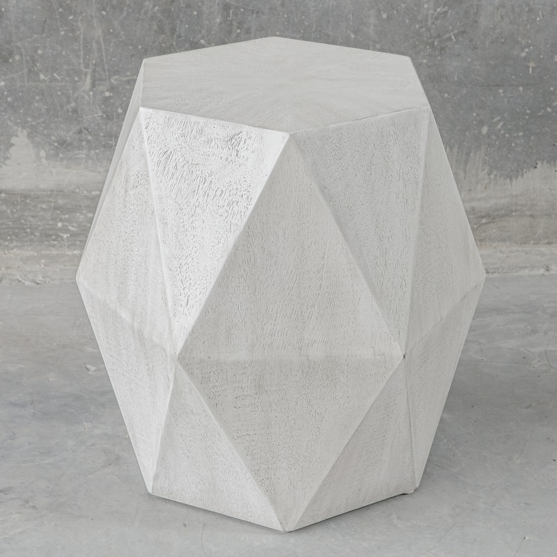 Sunburst Top Geometric Side Accent Table - 18" - White