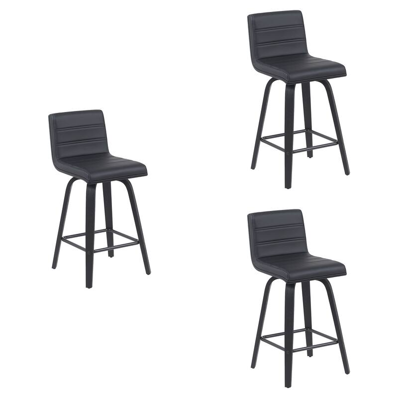 Skara Mid-Century Swivel Counter Stool, Upholstered Counter Height Chair with Bentwood Legs