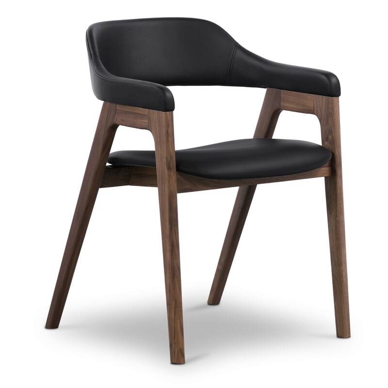 Poly and Bark Lando Leather Dining Chair - Black/Walnut