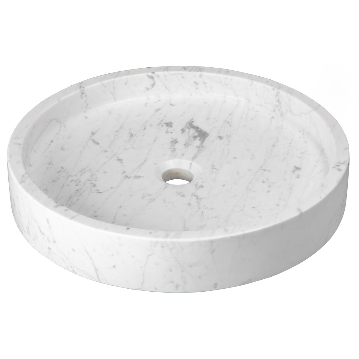 Eden Bath Round Infinity Pool Sink White Carrara Marble Overstock 26882742