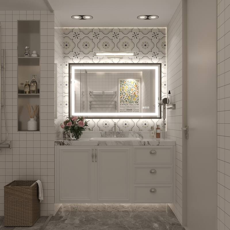 KIOTEE 24V Ultra-Bright LED Bathroom Mirror, Anti-Fog, Tempered Glass