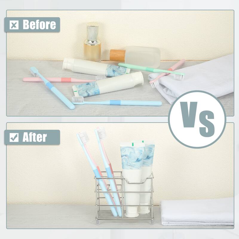4 Slots 304 Stainless Steel Toothbrush Holder, Toothpaste Holder Stand, Bathroom Kitchen Accessories Organizer
