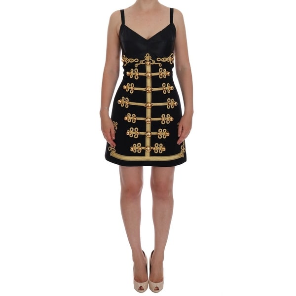 black and gold a line dress