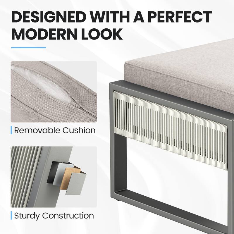 All-Weather Wicker Outdoor Ottomans PE Rattan Ottomans