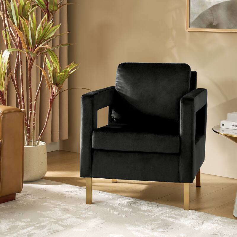 Valentina Comfy Accent Armchair with Golden Metal Legs and Removable Cushions by HULALA HOME