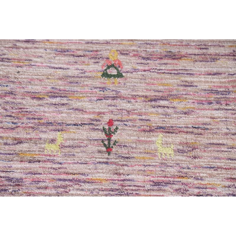 Gabbeh Indian Area Rug Hand-Knotted Tribal Wool Carpet - 8'0"x 9'11"