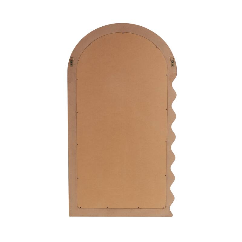 Black Wood Handmade Wavy Room Wall Mirror with Dimensional Carved Frame - 2"W x 28"L x 51"H