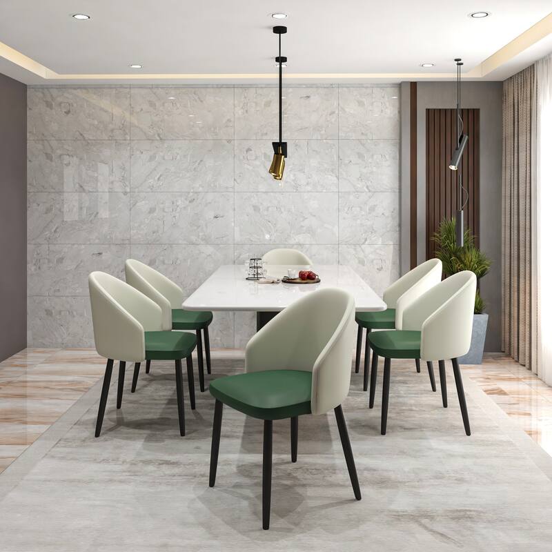 Upholstered Dining Chair in Leather/Fabric/Boucle with Wood Legs Set of 4 Paradiso Collection