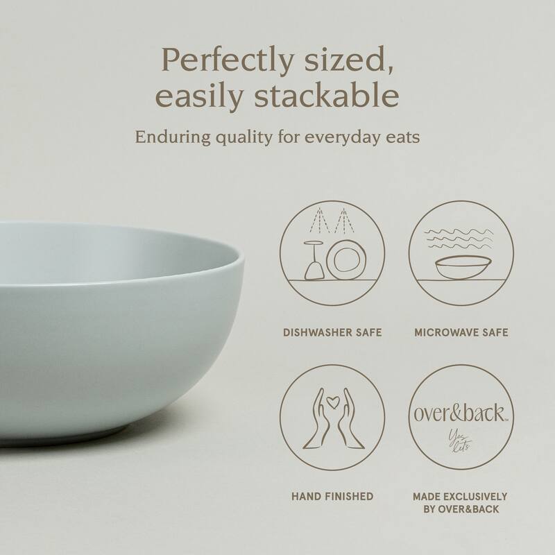 over&back Coupe Semi-Matte Stoneware Low Serving Bowl, 3.2qt