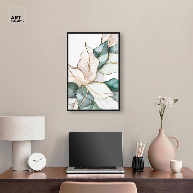 Pastel Leaves with Gold II Canvas by Art Remedy