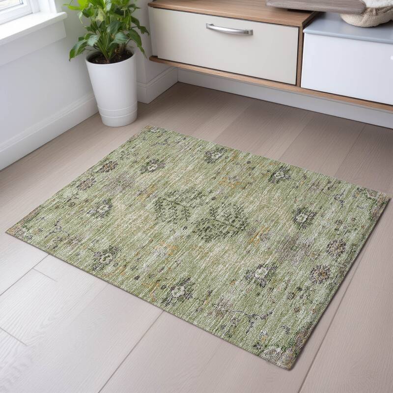 Premium Washable Super Soft Traditional Ozark Mayfield Rug - Aloe - 1'8" x 2'6"