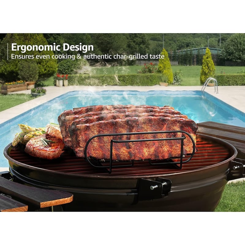 Sorbus 4-in-1 BBQ Grilling Basket - 11.25" x 9.75" Basket, Rib Rack - Holds 4 Racks of Ribs