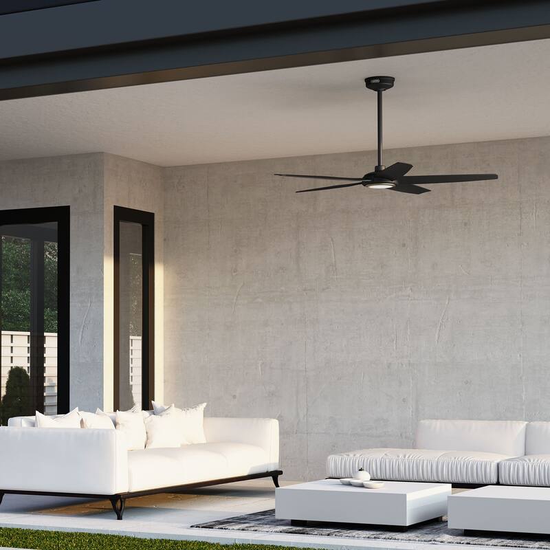 Hunter Zentech Wi-Fi ENERGY STAR Damp Rated Ceiling Fan w/ LED Light and Handheld Remote - Modern & Contemporary - SMART FAN!