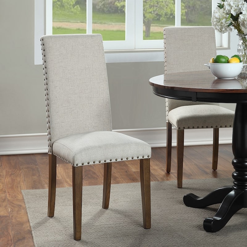 Upholstered Dining Chairs Dining Chairs Set of 2 Fabric Dining Chairs with Copper Nails and