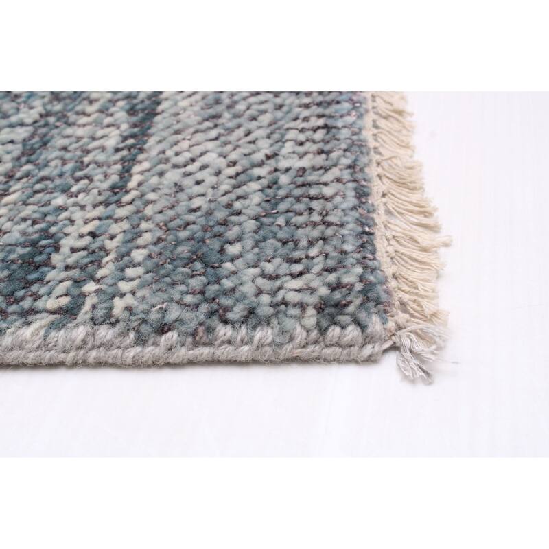 ECARPETGALLERY Hand-knotted Silk Shadow Turquoise Wool Rug - 7'10 x 9'6