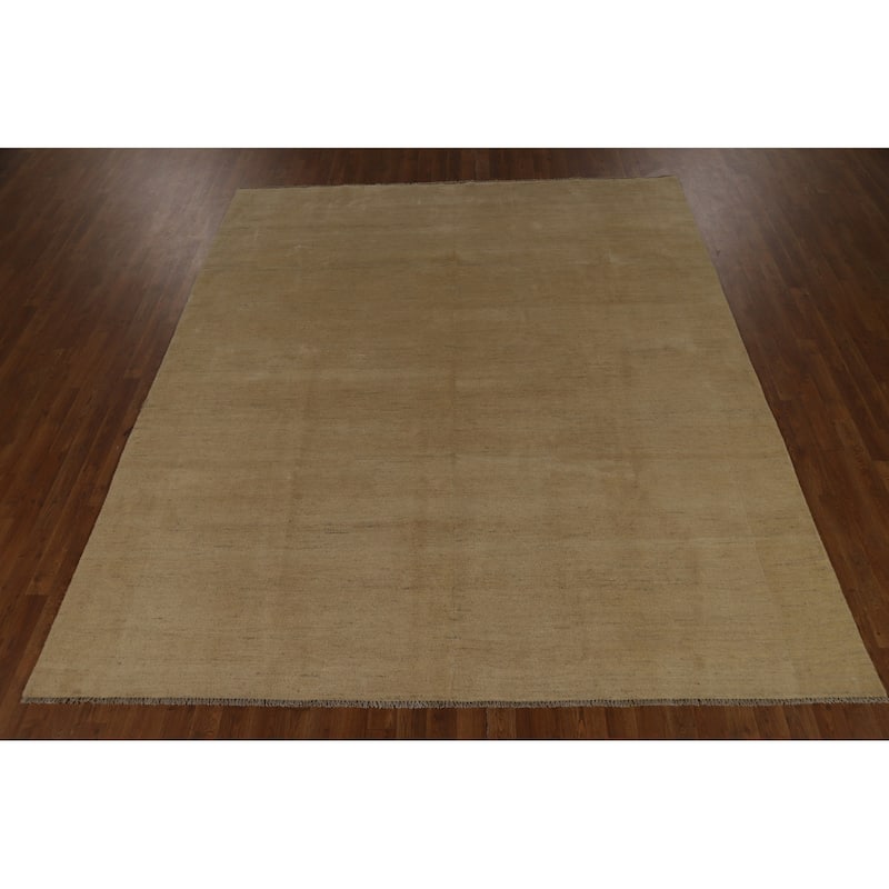Muted Gabbeh Oriental Area Rug Hand-Knotted Wool Carpet - 8'1" x 9'10"