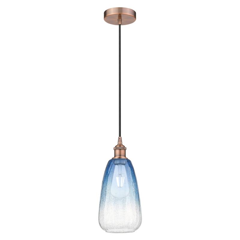 Innovations Lighting Endless Possibilities Edison - Brookhaven Almond - 1 Light 6" Cord Hung Mini Pendant - Antique Copper/Sapphire Blue
